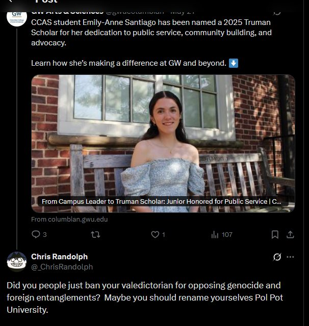 _ChrisRandolph's tweet photo. @gwucolumbian Was this "inspiring message" run past the Israeli Embassy first? https://t.co/gngIGXYKys