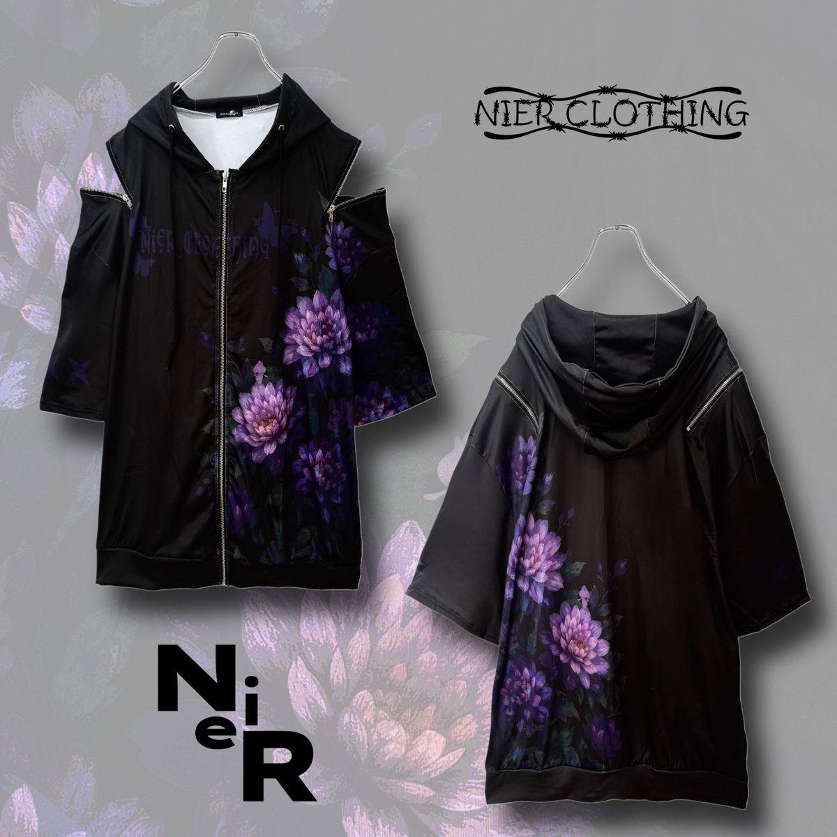 ✨おすすめ商品案内✨ 紫夜花2WAY ZIP OUTER 美しく咲き誇る紫の花が