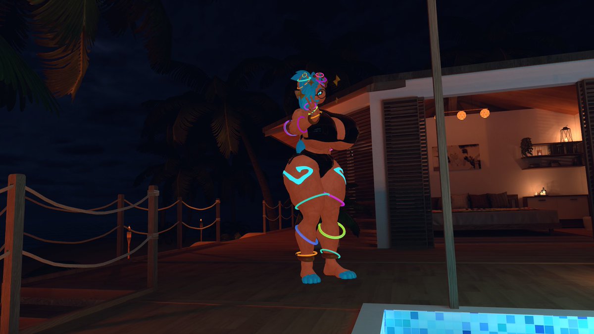 Meccybear's tweet photo. Summer just started, its hot as fuck. Nothing better then to cool off in the water at night

#furry #vrchat https://t.co/tm6rb93jeK