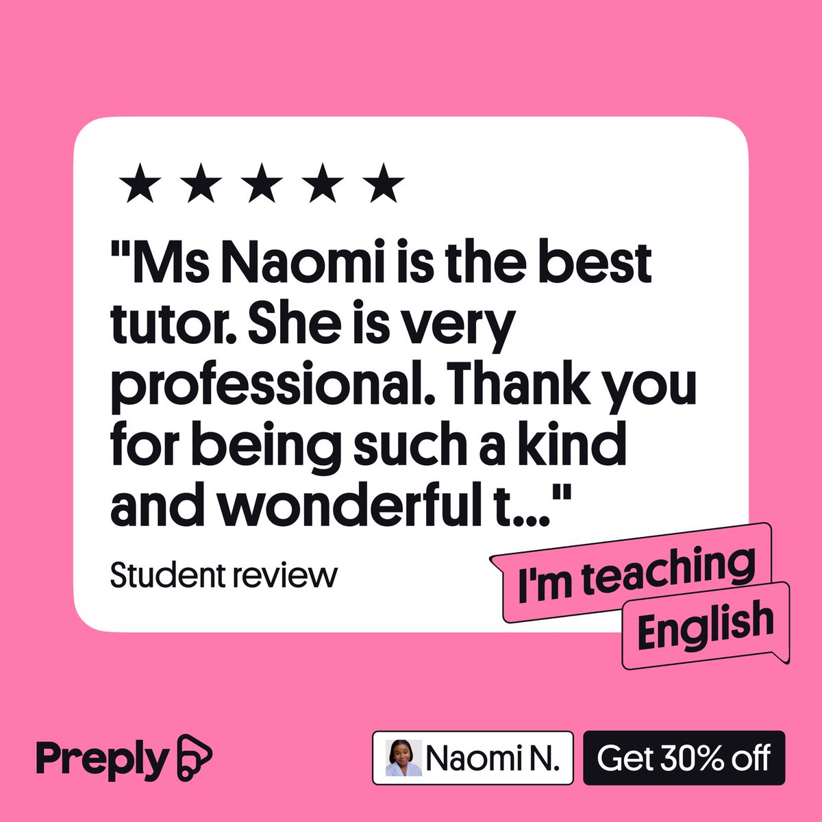 naomi_njemo's tweet photo. Always nice to hear feedback like this from a student

If you'd like to try a lesson too, you can start with 30% off your first trial: https://t.co/V7i58l1Cfe https://t.co/chpwGiuEcT