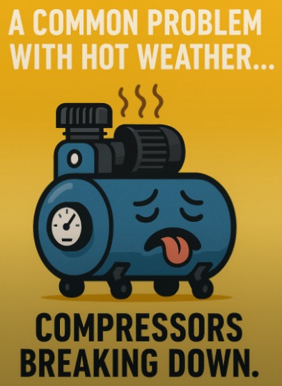compairtech's tweet photo. ☀️ Hot weather = one common issue: compressors breaking down
Overheating + extra strain = costly downtime.
✅ Ventilation
✅ Clean filters
✅ Regular servicing
#CompressedAir #Maintenance #Heatwave https://t.co/3PTwhg3uPB