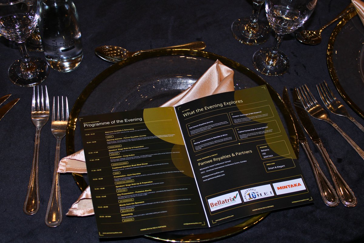 EconomicIntel's tweet photo. On Saturday, HEI co-sponsored the Pamwe Royalties Forum alongside Bellatrix Investment Managers.

Strong discussions on African mining funding gaps, royalty &amp; streaming structures, financial innovation, and HEI’s role as an NSX sponsor in supporting deeper capital markets. https://t.co/8F7H5VVItX