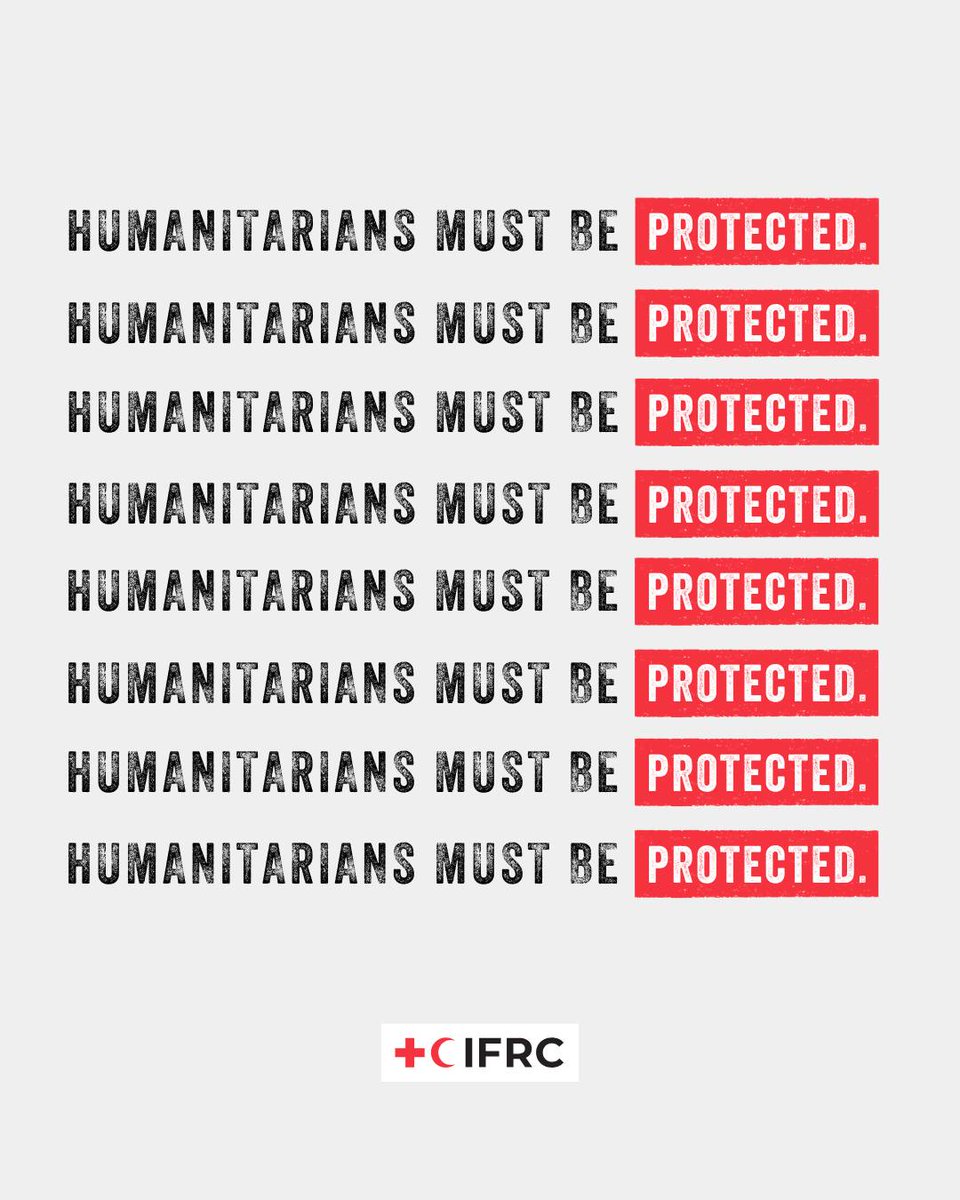 NamibiaRedCross's tweet photo. Humanitarians are often first to respond in every crisis. Their protection isn’t optional, it is essential to saving lives.
They must be protected. #ProtectHumanity https://t.co/14qN3N4hdP