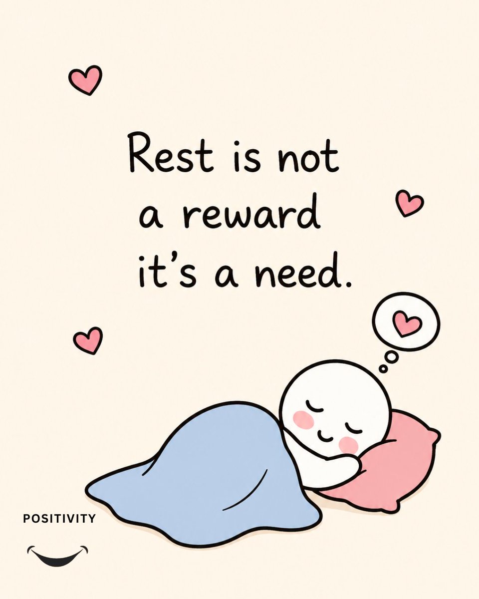 PositivitySaid's tweet photo. Rest is not something you have to earn. 🌙✨
You are allowed to pause, breathe, and recharge without guilt.

This is your reminder to slow down today even for a little while. 🤍 https://t.co/qXzfLATyvy