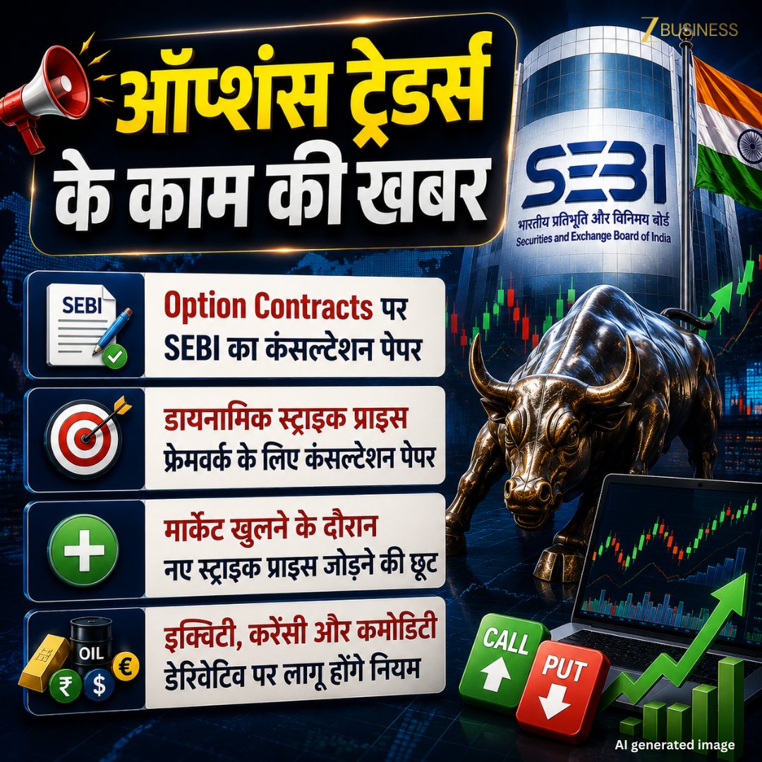 ZeeBusiness's tweet photo. ऑप्शंस स्ट्राइक पर कंसल्टेशन पेपर
क्यों SEBI ने जारी किया कंसल्टेशन पेपर?
कंसल्टेशन पेपर में क्या हैं अहम बातें?
#SEBI #OptionsTrading #StrikePrice #ConsultationPaper #StockMarket #OptionTraders #MarketRegulation @AnshBhilwar https://t.co/6XMlAQOFdP