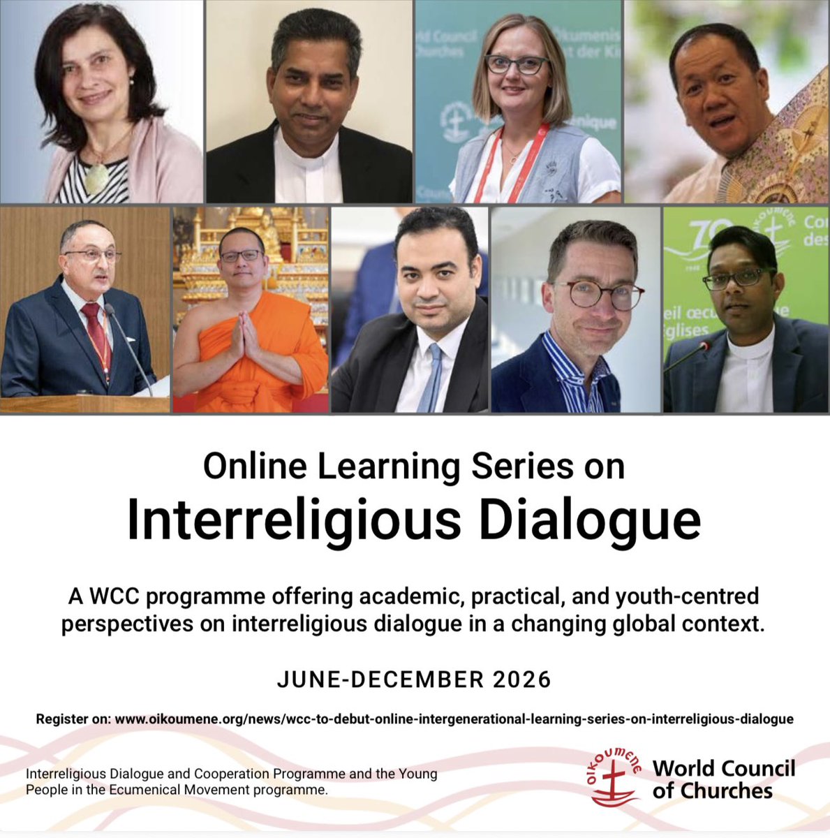 Oikoumene's tweet photo. 🌍 Ready to explore #interreligious dialogue in a new way? 📚
🔜 Join the WCC online intergenerational learning #series bringing together youth, students, theologians & practitioners from around the world to engage across faiths and cultures
🔗 https://t.co/BmRP8vno3Q https://t.co/RpTUwhtsrt