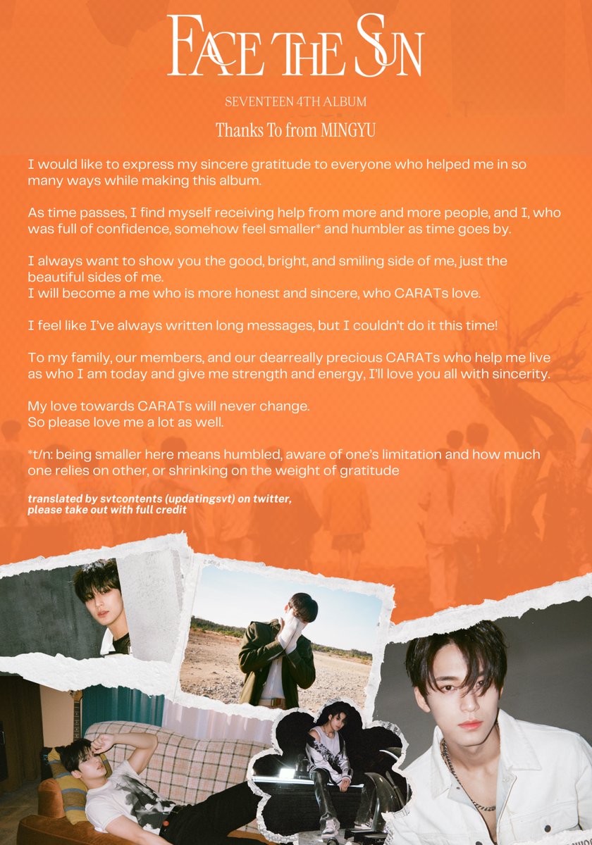 💌 Face the Sun Thanks To from MINGYU 