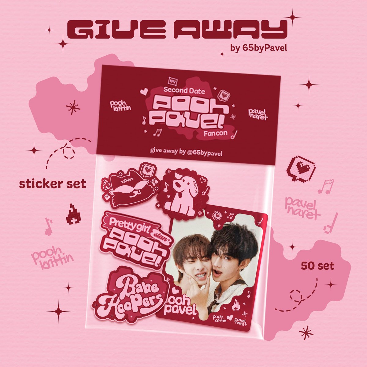 65bypavel's tweet photo. (😽) please help rt
little giveaway for BabeHooPers ♡

♥︎ sticker set: 50ea

📍 : iconsiam hall
🗓️ : 7 june 2026
🕰️ : tba

𓈒 ⟡ for exchange, feel free to dm me na ka 😽

#PoohPavelSecondDateFancon https://t.co/Xz8zwphyKT