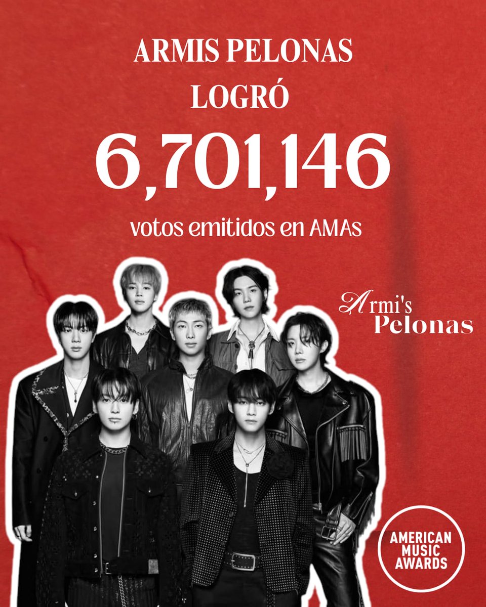 armispelonas's tweet photo. Esto es para extender un enorme agradecimiento a todo el team armis pelonxs, porque sin uds esto no hubiera sido posible, gracias por amar a los chicos y demostrarlo de esta manera, porque hoy en día los chicos se van con tres premios a casa, ¡GRACIAS! 🫂

BTS ON AMAS
#BTSonAMAs https://t.co/6xyCihFj5B