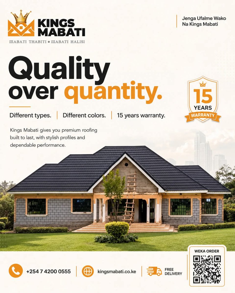 KingsMabati's tweet photo. Quality over quantity is our everyday slogan. Our mabati comes in different types, different colors and with a 15 years’ warranty, feel free to reach out and get the best quality from us.#FayeAtom #kingsmabati #roofingsolutions #roofreplacement #nairobi #mondayvibes #sales https://t.co/kDzlsYoaup
