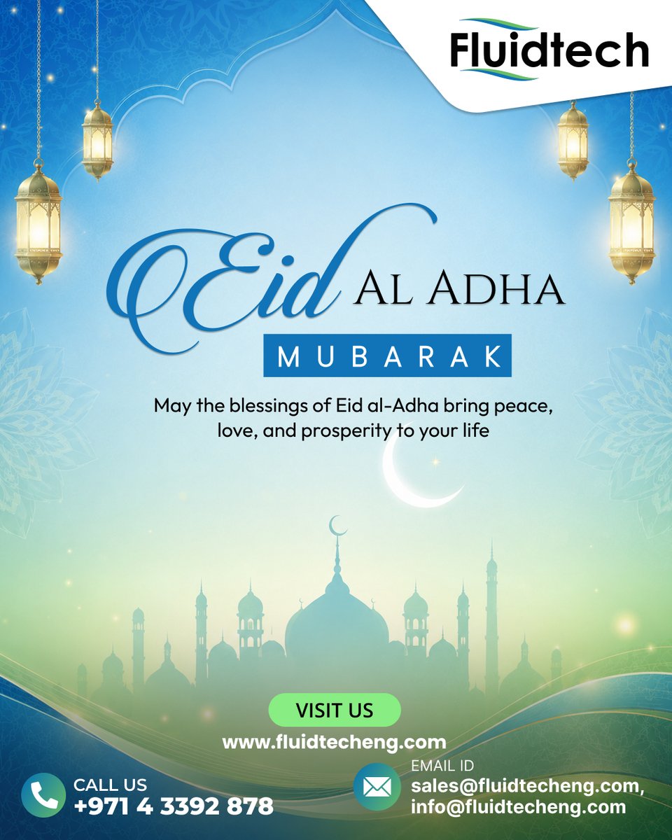 FluidtechL's tweet photo. 🌙 Eid ul-Adha Mubarak! 🕋✨

May this blessed occasion of Eid ul-Adha (Bakrid) bring peace, happiness, prosperity, and countless blessings to you and your family. 🤍
May your sacrifices and prayers be accepted, and your home be filled with love, joy, and togetherness. https://t.co/TXRg8a6PNY