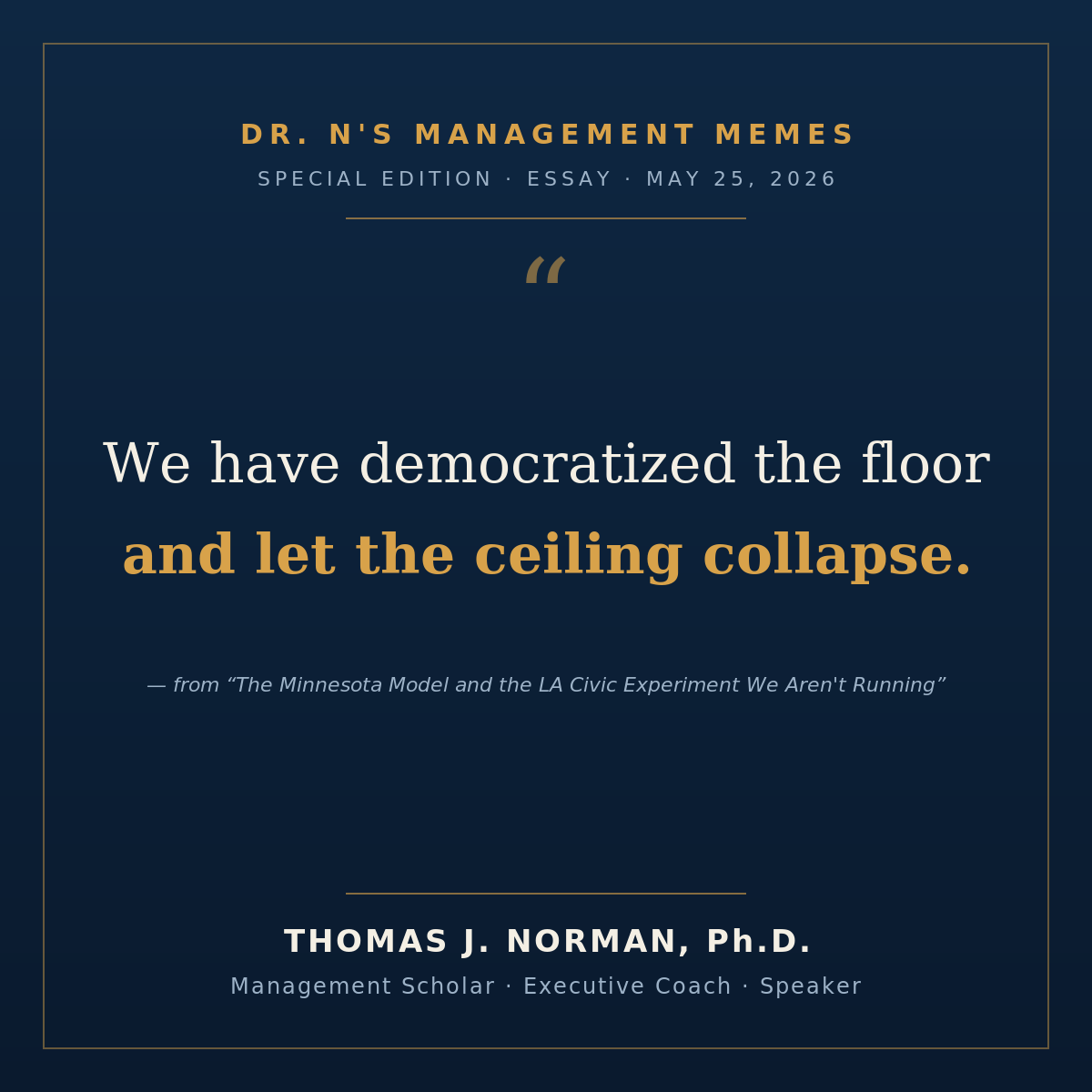 thomasjnorman's tweet photo. 2/ LA ran its own civic experiment in 1999: 99 Neighborhood Councils, the most extensive neighborhood-democracy structure in the country. In a council of 40,000 residents, boards get elected with 26 votes. We democratized the floor and let the ceiling collapse. https://t.co/iootjbwcH0