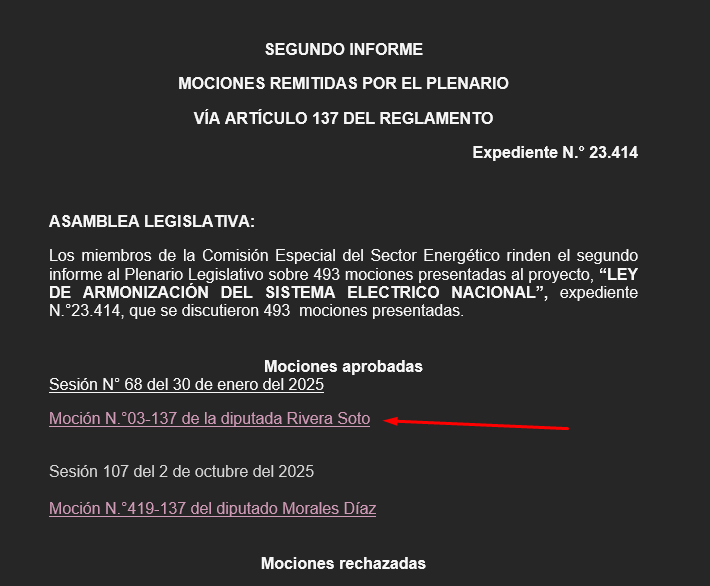 barradeprensa's tweet photo. El texto actual del proyecto de Ley de Armonización del Sistema Eléctrico Nacional sí es autoría exclusiva de la anterior bancada del PLN, según un análisis de las firmas de la moción de texto sustitutivo. https://t.co/d7g2RY1Hoq