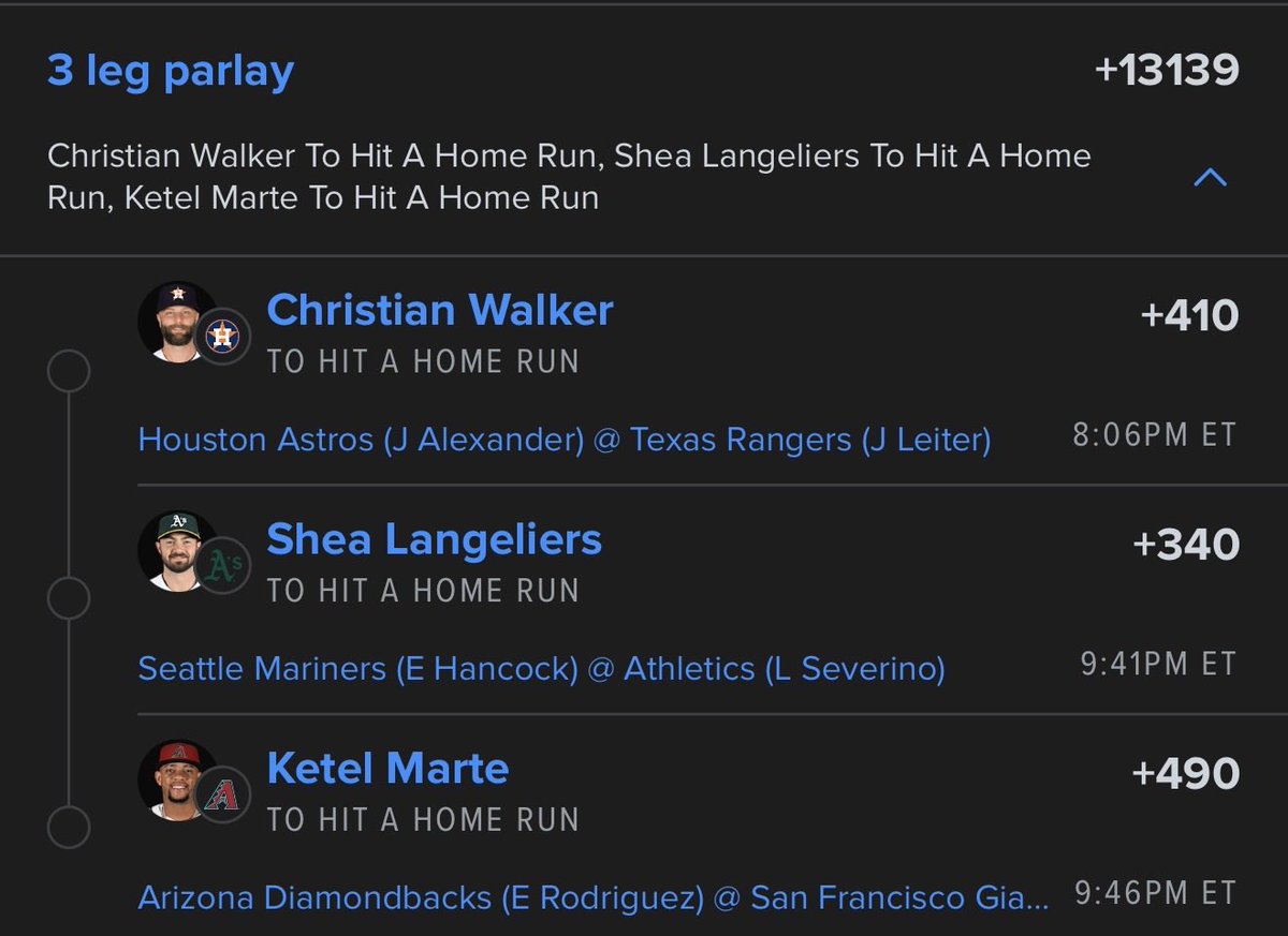 YeahJordan2's tweet photo. RT @Kurlyfries35: Not a fan of betting Dingers on Tuesday. 

One play. Let’s cash together🍀 https://t.co/3biLqLIVKv