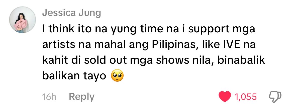 ayjverse's tweet photo. I really love how IVE always promising Filo DIVES na babalik sila sa Manila despite na naka 87% lang sila this tour and 95% nung SWIH 🥹

So happy for this comment tbh! Let’s support those groups who are willing talaga to come to Manila despite na Hindi sila nakasold out 🫶🏻 https://t.co/8mQayTg1in