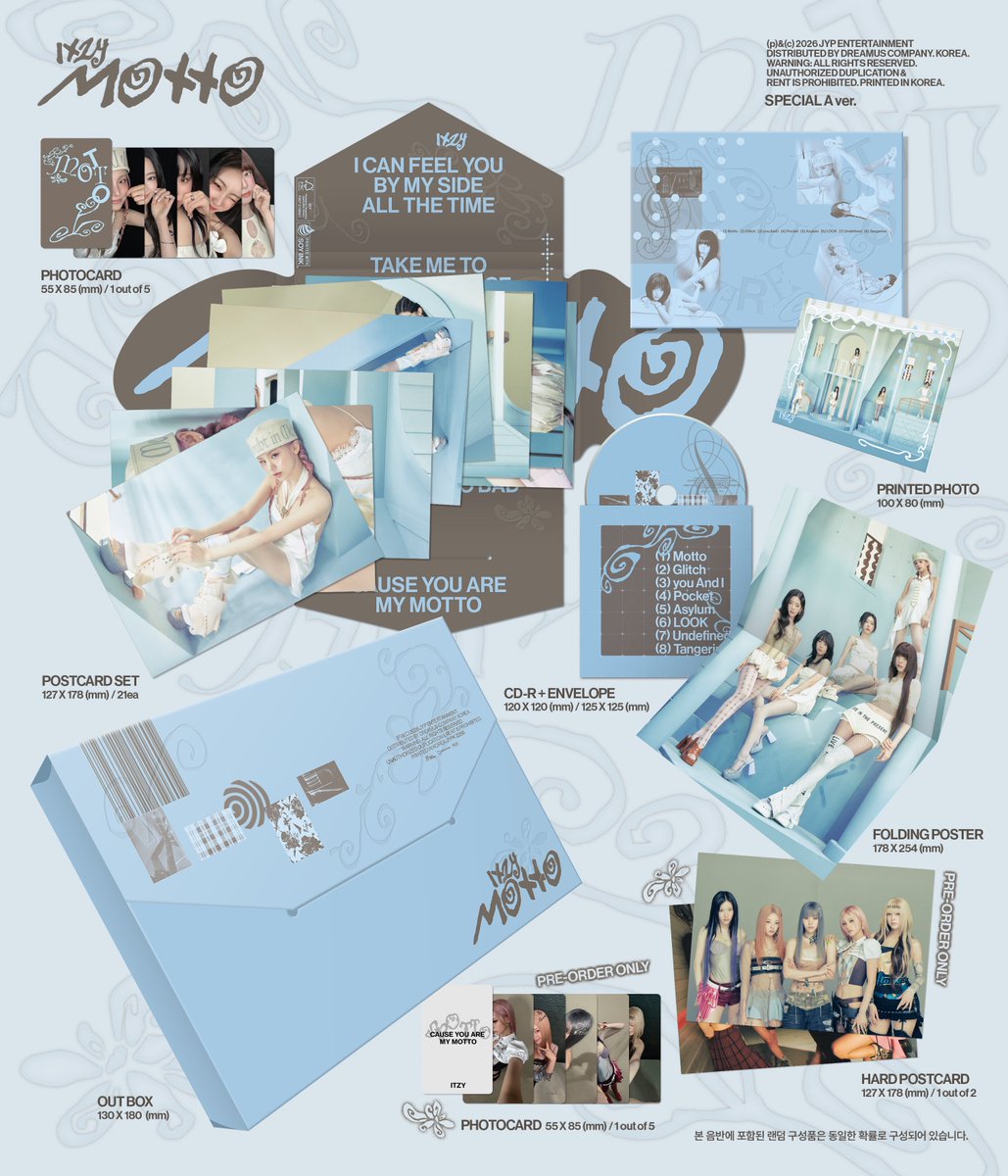 🐝 ITZY <MOTTO> special edition albums — each version (A/B) has