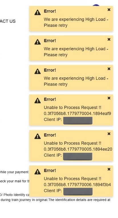 karan05_0's tweet photo. Why is the platform still unable to handle Tatkal traffic properly despite being such a critical service?

Please: Ensure fair access for common users,Investigate bot/automation misuse and unfair booking practices,Fix repeated transaction and client-side failures
(3) https://t.co/1scRBSRX7a