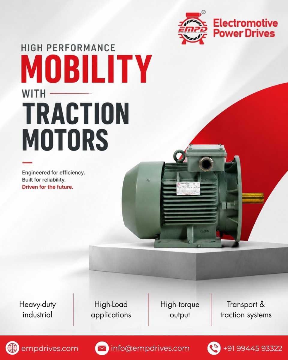 EMP_Drives's tweet photo. 🚆 High Performance Mobility with Traction Motors ⚙️⚡
Modern transportation systems require powerful and efficient motor solutions for smooth mobility and reliable operation.
📍 Coimbatore
📞 +91 99445 93322
🌐 https://t.co/36yeQT7jrv
#TractionMotors #MotorManufacturers https://t.co/bRJP78lWT9