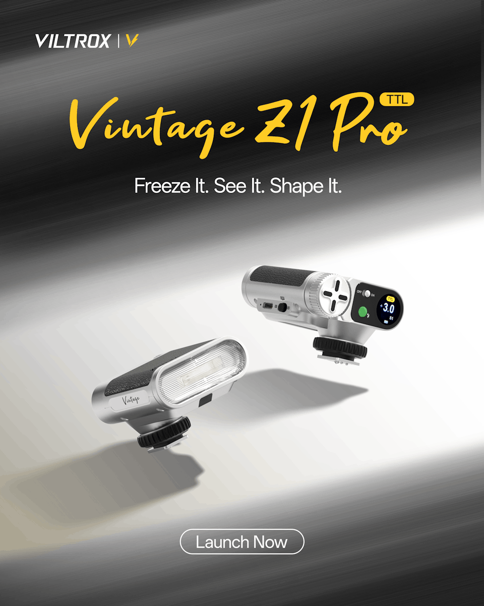 GlobalPR5's tweet photo. Viltrox launches Vintage Z1 Pro Retro-Inspired Compact Flash - Pocketable, Lightweight, w/ TTL, High-Speed Sync, &amp; Circular Color Touchscreen Interface. For more information, please visit: https://t.co/sW805QFksg #filmmaker # professionalgrade #vlogger #kol https://t.co/cdzYqQcKwI