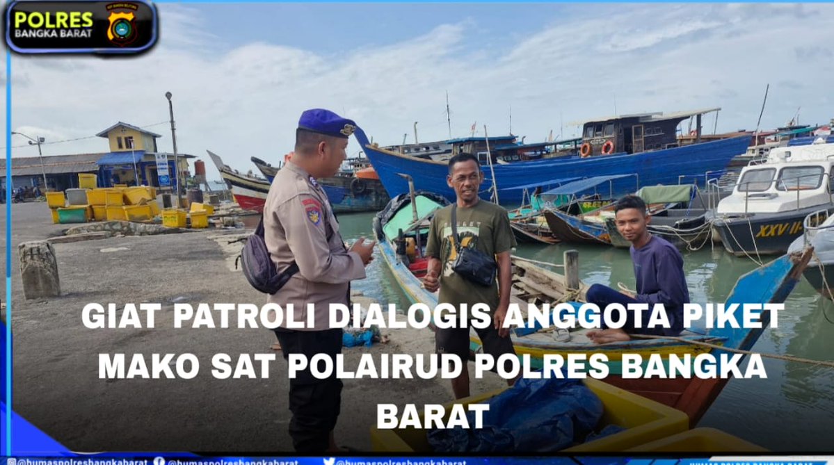 SatBarat's tweet photo. Anggota Sat Polairud Polres Bangka Barat Melaksanakan Patroli preventif dan Edukatif Kepada Nelayan Di Pelabuhan https://t.co/H4mJBW5gd2