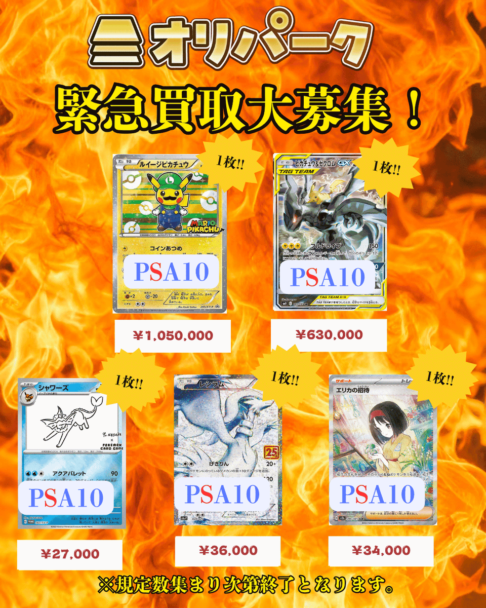 オリパーク秋葉原店 ⚡️超高価買取⚡️POKEMON、ONE PIECE 、PSA10