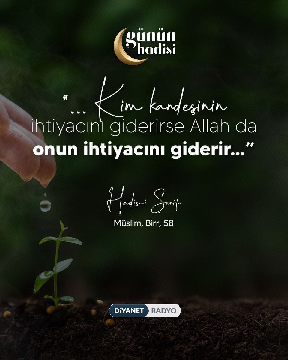 diyanetradyo's tweet photo. #GününHadisi

“… Kim kardeşinin ihtiyacını giderirse Allah da onun ihtiyacını giderir…”

Hadis-i Şerif | Müslim, Birr, 58 https://t.co/yCwmXhZuCy