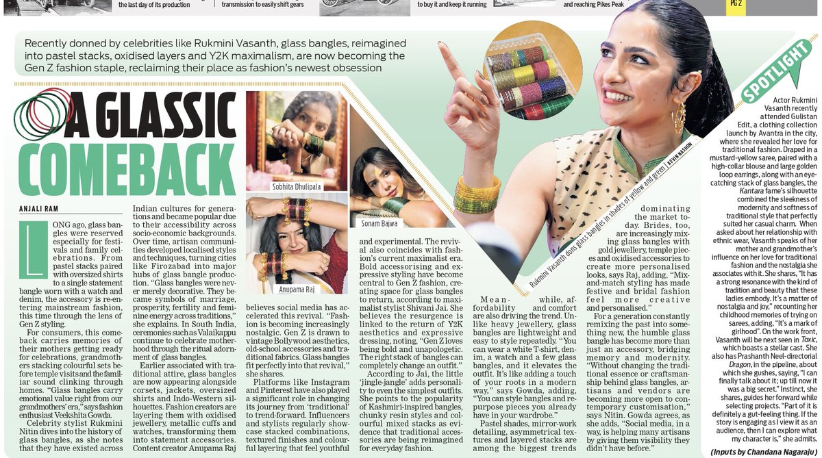 XpressBengaluru's tweet photo. Recently donned by celebrities like Rukmini Vasanth, glass bangles, reimagined into pastel stacks, oxidised layers and Y2K maximalism, are now becoming the Gen Z fashion staple, reclaiming their place as fashion’s newest obsession
✍️ @anjaliiiram
#glassbangles #genz #trending https://t.co/fYk1dCrLz5