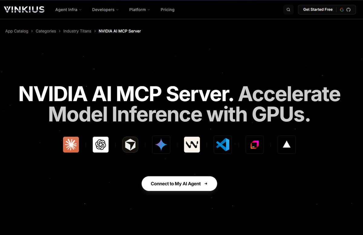 vinkiuslabs's tweet photo. Access LLMs, embeddings, code generation, and reasoning via NVIDIA API Catalog.

https://t.co/nTMZ5R5Wx9

#mcp @mcpservers #ai #cursor #claude #claudecode #aipower #vinkius https://t.co/7SIGnDWG8e