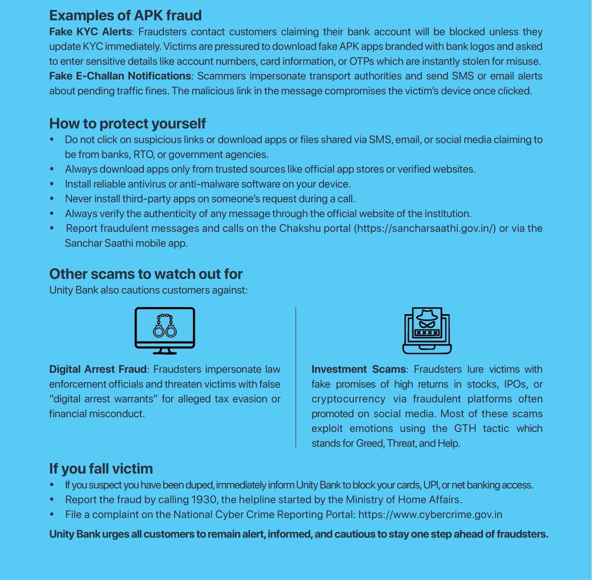 UnitySFBank's tweet photo. One click can cost you more than you think.

Only download apps from trusted sources and never click on suspicious links.

#CyberSafety #StayAlert #UnityBank https://t.co/SlU8x96Rqq