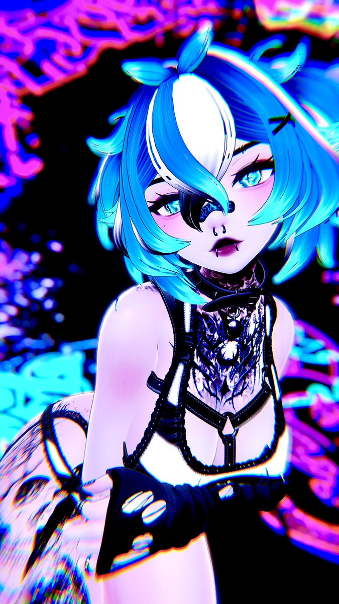 CyberShyVR's tweet photo. In a vortex of color and chaos 🩵 https://t.co/ypEW9ieUwe