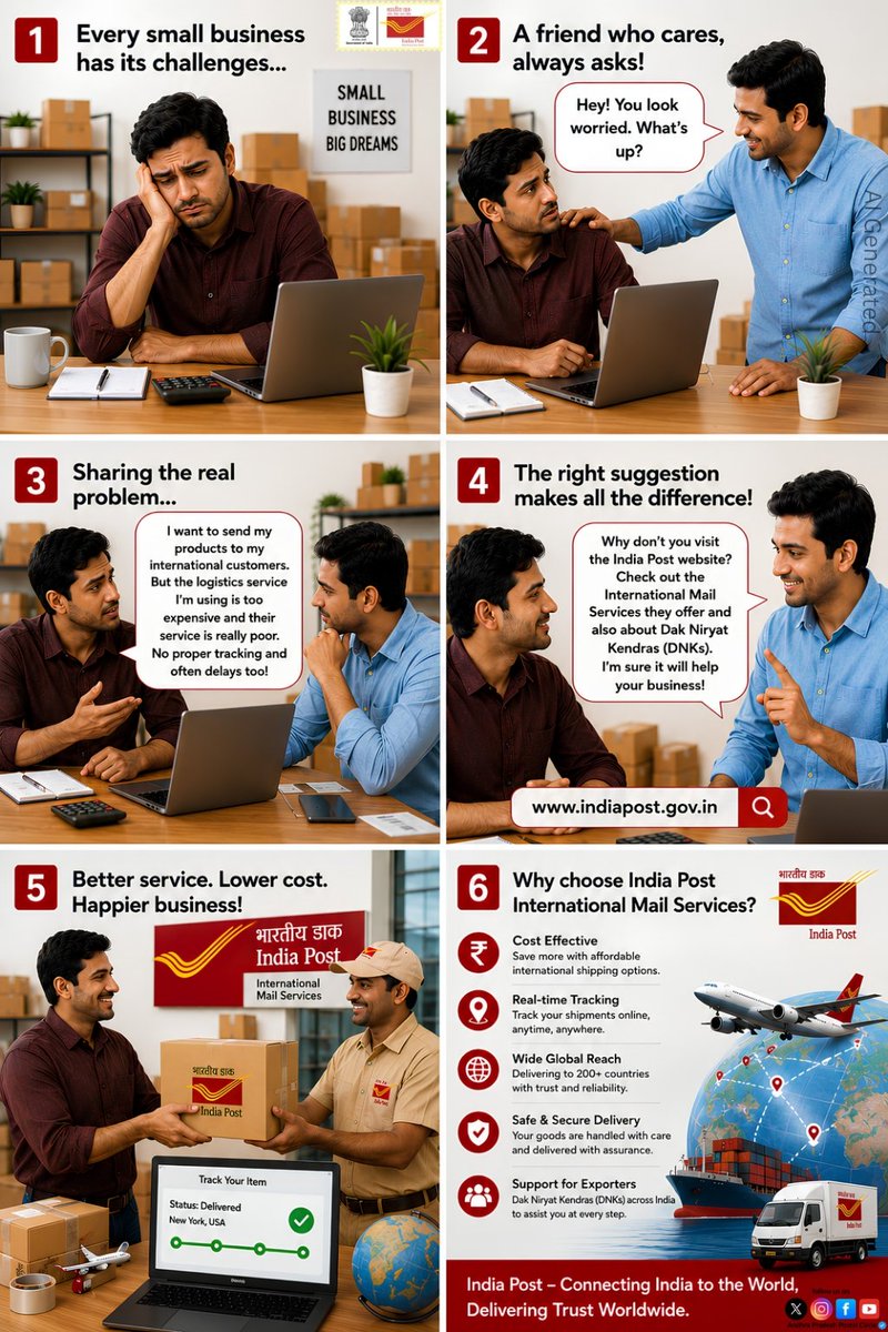 appostalcircle's tweet photo. From local dreams to global markets — India Post is empowering small businesses with affordable, reliable and trusted International Mail Services. 🌍📦✈️ https://t.co/78bgfnN8bF