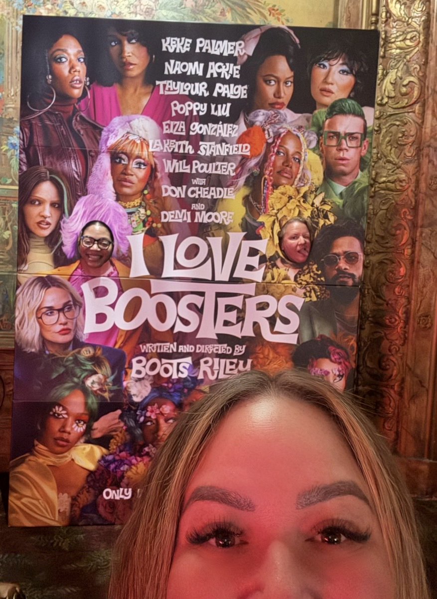 hola_yeni's tweet photo. I Love Boosters was everything! Boots Riley damn near got a standing O at the *opening* credits. Loved the Bay inside jokes especially, the leaning SF building and Will Poulter’s store being in Hayward had me dying 😂 https://t.co/PBAM4KxL5W