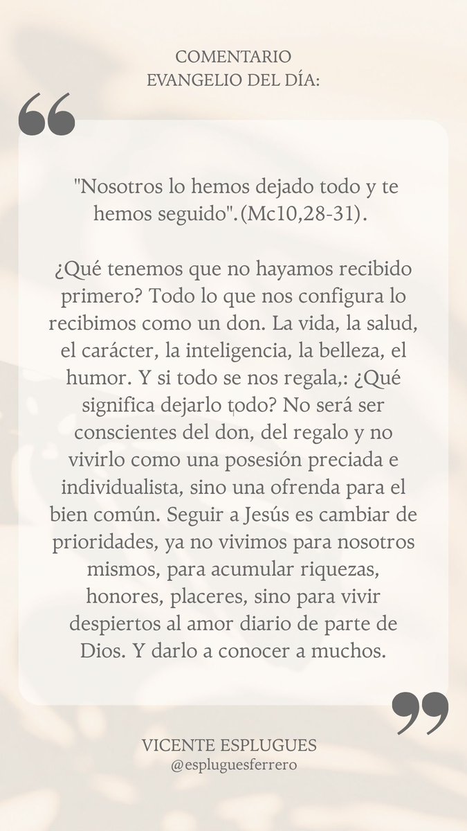 VicenteEsplugue's tweet photo. #Evangeliodeldía #Seguirte 26/5/2026 https://t.co/MQFUAmKmxh