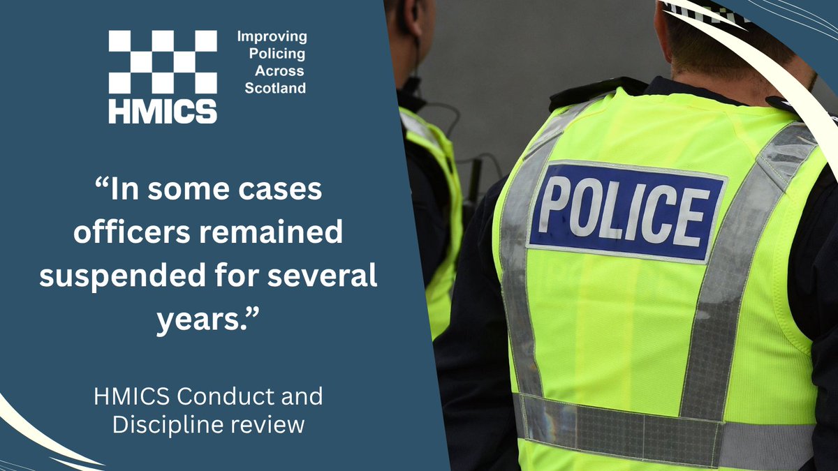 hmics's tweet photo. A new HMICS report has raised concerns over the length of time it takes for conduct and disciplinary investigations into @PoliceScot officers and staff to conclude.

Link to report below https://t.co/ae9IKnseRP