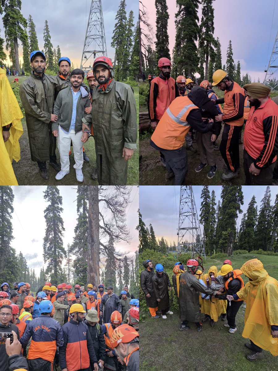 KashmirSdrf's tweet photo. Visuals of Gulmarg Gandola Rescue Operation conducted by SDRF on 25/05/2026. https://t.co/yTm3ZP193W