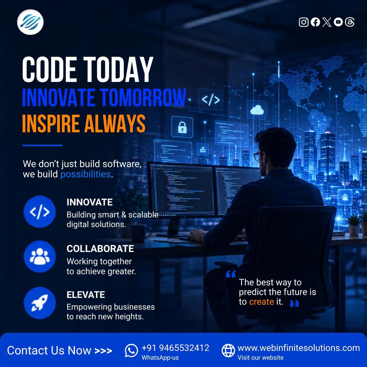 WebInfiSol's tweet photo. Twitter / X Short Caption

💻 Code Today. 🚀 Innovate Tomorrow. ✨ Inspire Always.
We build smart digital solutions that turn ideas into possibilities.
🌐 Web Infinite Solutions

#WebDevelopment #Innovation #TechSolutions#webinfinitesolutions https://t.co/qyzqQer8gd