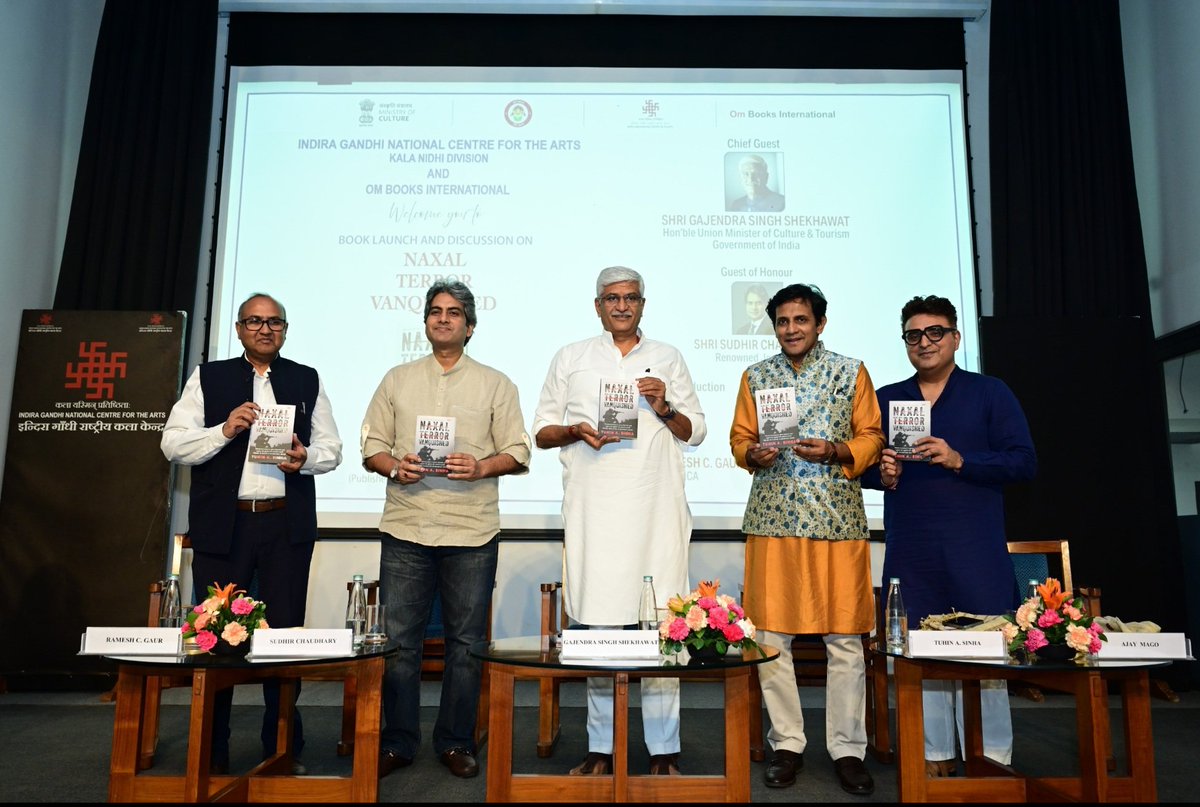 ajaymago's tweet photo. A thought-provoking launch of Naxal Terror Vanquished by @tuhins at @ignca_delhi
Honoured to have Hon’ble Union Minister  @gssjodhpur as Chief Guest and @sudhirchaudhary  as Guest of Honour for an important conversation on national security, governance, and India’s transformation https://t.co/Udt3OcNcL0