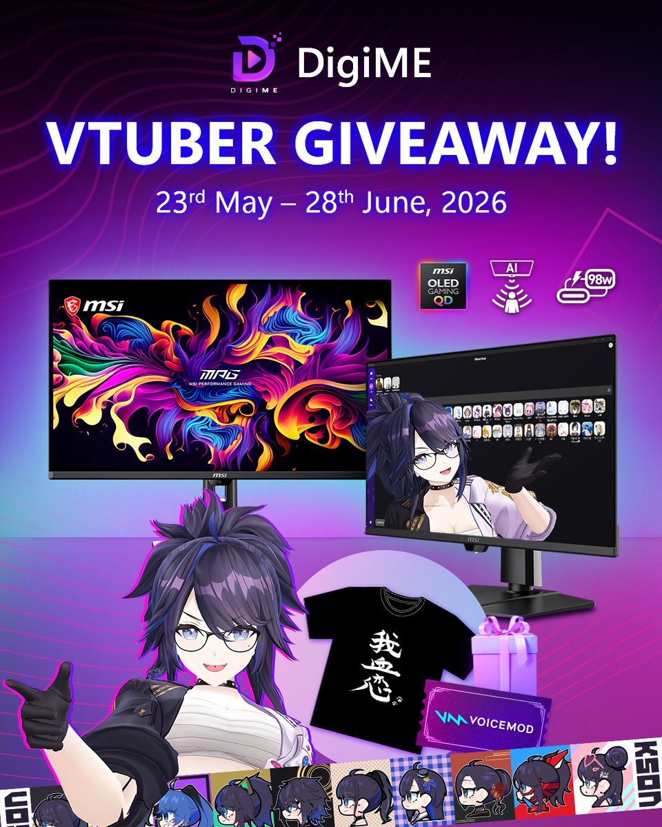 msigaming's tweet photo. Ever wanted to become a VTuber?⁠
⁠
Join @ksononair and experience #MSIDigiME — create your own digital avatar, and step into the VTuber world!
⁠
Enter now to win gaming monitors &amp; exclusive prizes!
👉https://t.co/X1GyvlX1FG

⁠#DigiMEvtuber #kson #realtimeavatar https://t.co/isOGngddWH