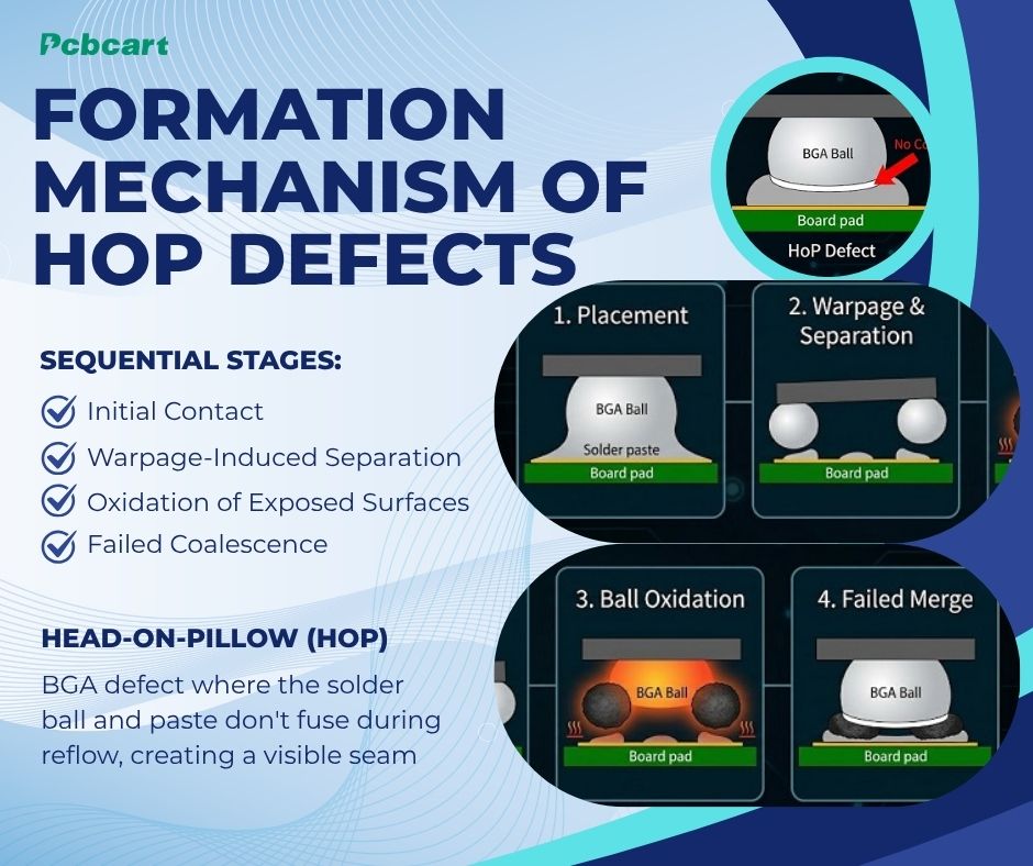 pcbcart's tweet photo. 🛠️ Head-on-Pillow (HoP) Defects — The Hidden Reliability Risk
Root causes fall into 3 areas:
• Supply  • Process • Material 
The fix? Preventable with the right controls.
📖 Full guide👇
https://t.co/81ju6Qz8EM
#ElectronicsManufacturing #PCBAssembly #Soldering #SMT #PCBCart https://t.co/ht6ynTYo1V