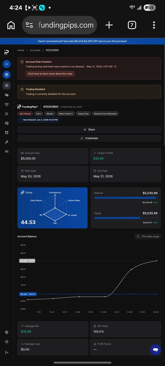 ucharles_'s tweet photo. @gfy_26 @fundingpips @Khldfx 
Can you please reactivate my account, I already had the trade running before the news release and did not intentionally enter during the event. https://t.co/TwyNtaiOjl