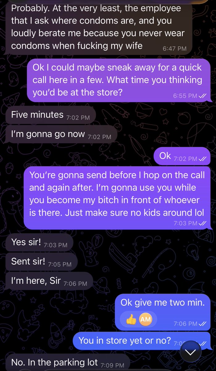MasterAlphaDILF's tweet photo. This time, we did a call in Walgreens with me on speaker. Listening to this pathetic closeted f@g ask the employee where to find condoms, while I tell him I won’t need any when I’m fucking his wife (the employee could hear) 😂 … I bet he just about came in his pants right there! https://t.co/j5ajgDOIwL