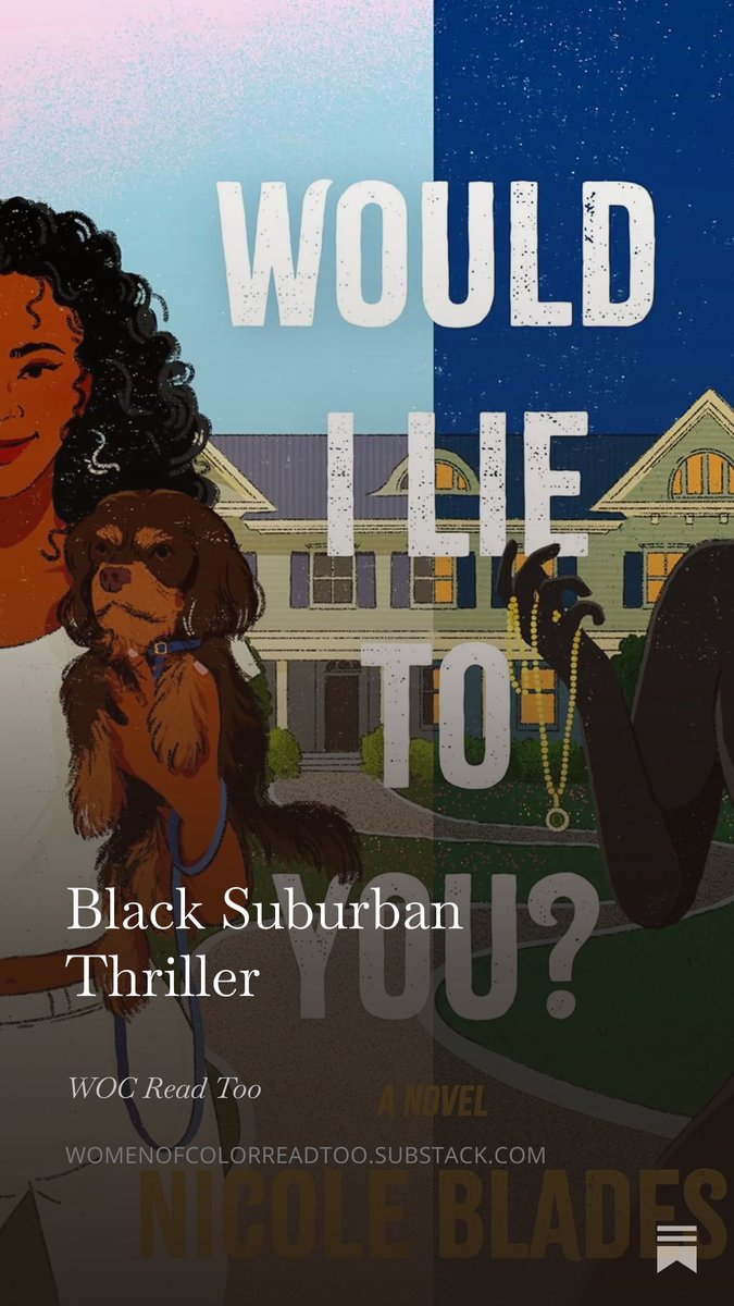 MsWOCReader's tweet photo. Black Suburban Thriller Books to check out
https://t.co/pWZQ3VeP6u https://t.co/XOd3YL8LO8