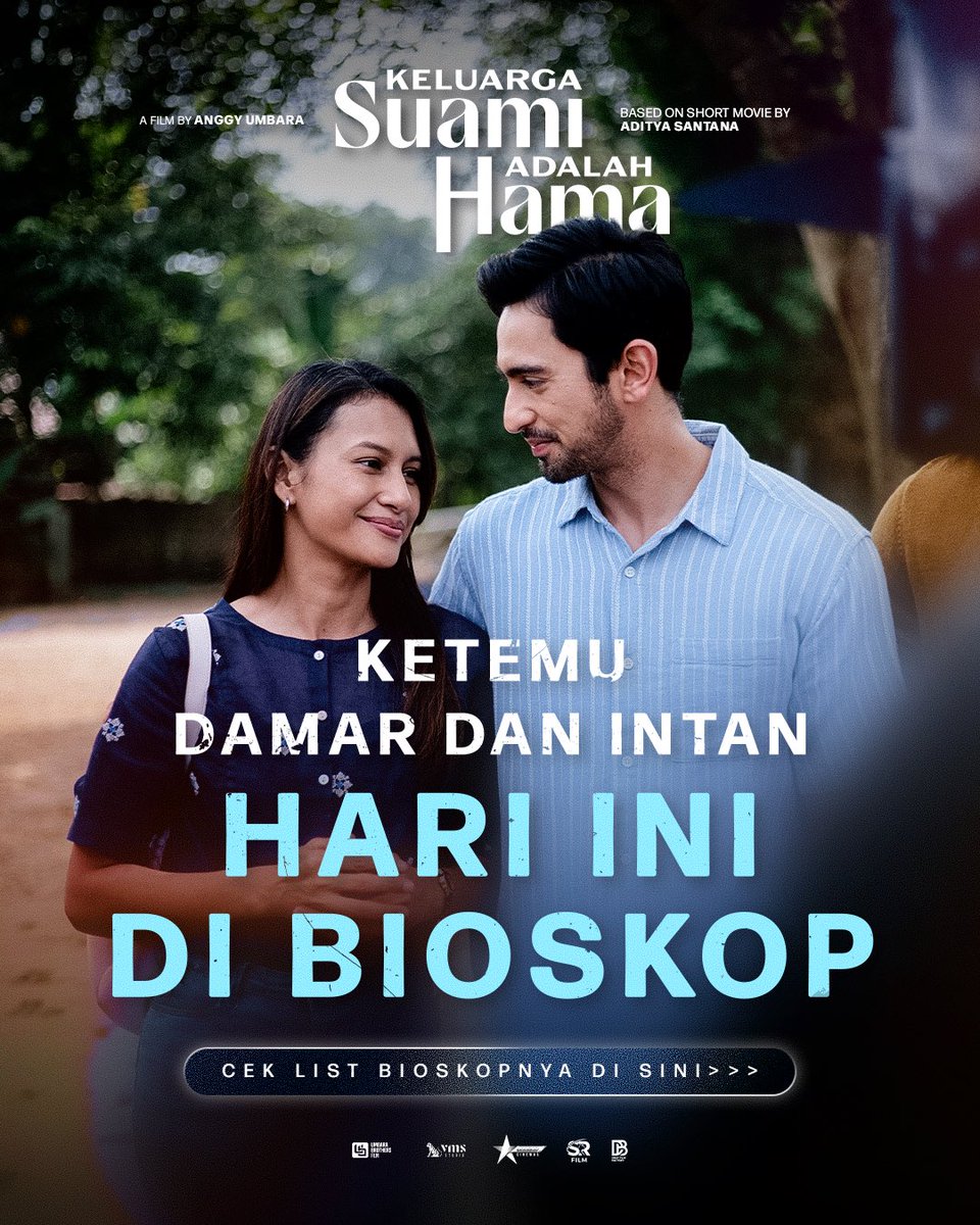 vmstudio_id's tweet photo. Kamu mau ketemu Damar &amp; Intan di bioskop mana hari ini? 😍

<<< Cek list bioskopnya di postingan ini, langsung amanin tiketnya sekarang ya!  

Film Keluarga Suami Adalah Hama
Diadaptasi dari film pendek karya Aditya Santana produksi Adsfort
Tonton di bioskop sekarang https://t.co/RgvPgDJBkE