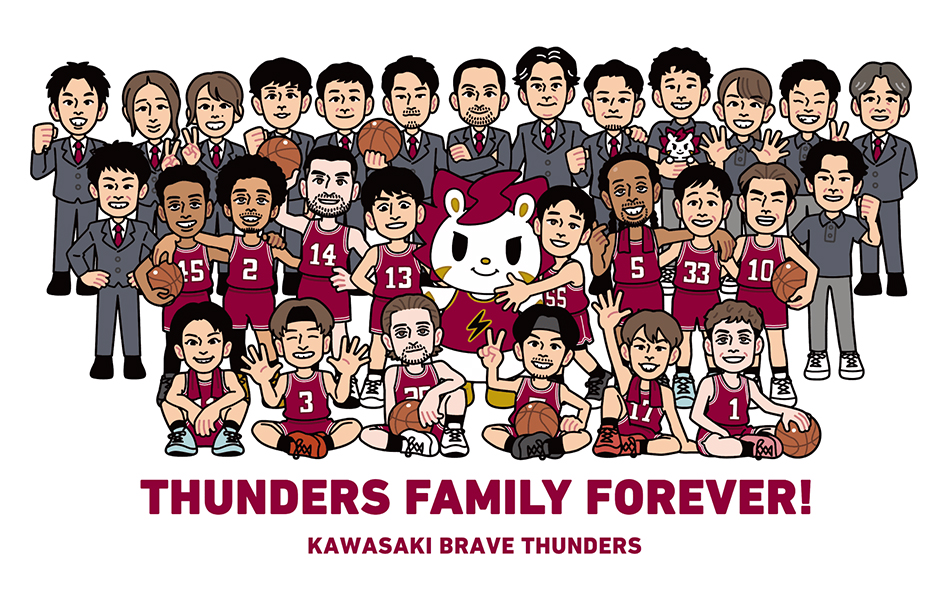 doccoina's tweet photo. 今年も川崎ブレイブサンダースさんの5/30ファン感謝祭グッズイラストを描かせて頂きました🏀⚡️
選手さんもスタッフさんも全員合わせて「最高のチームだった」と思えるような笑顔の集合写真イラストになっております✨
会場もしくは通販にてお求め頂けますので是非⛹️ https://t.co/V81YQwMqr3