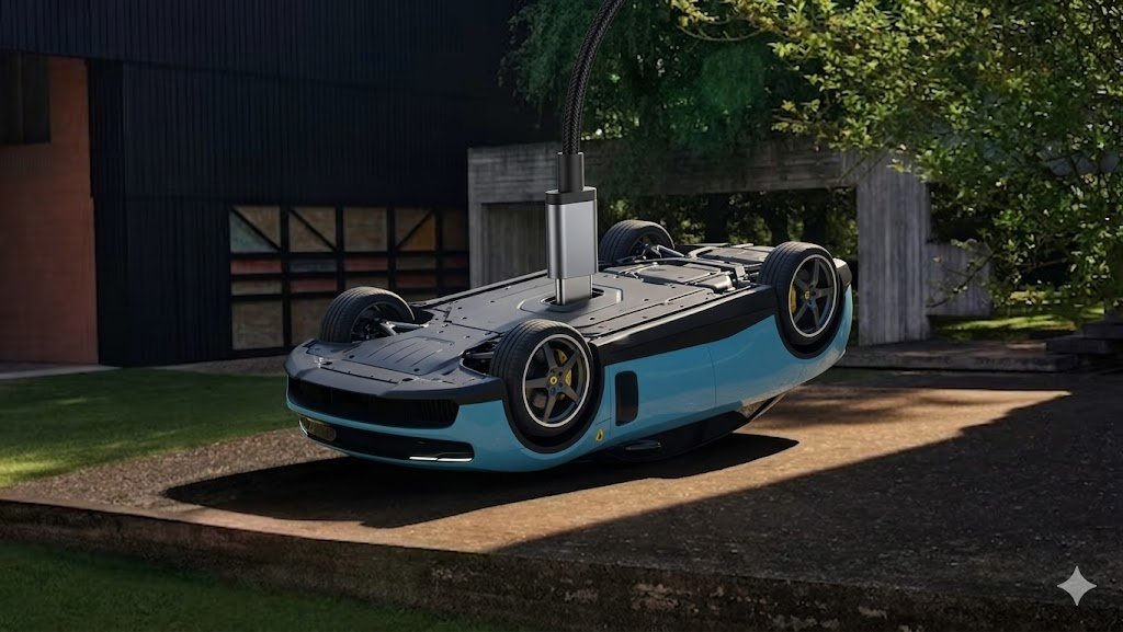 shantanugoel's tweet photo. So this is how to charge your jony ive designed ferrari luce https://t.co/bCDWHkmX1n