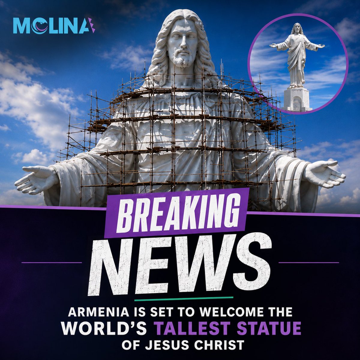 danielmolinaPR's tweet photo. 🚨 BREAKING NEWS: Armenia is preparing to unveil what is expected to become the world’s tallest statue of Jesus Christ. 🇦🇲✝️

The massive monument is being built on Mount Hatis near Yerevan and is projected to stand around 77 meters (252 ft) tall including the pedestal, towering over famous statues like Christ the Redeemer in Brazil. Some reports connected to the project even claim the full structure could eventually exceed 100 meters.  

The statue itself is said to symbolize the 33 years of Jesus’ life on earth. Construction has already drawn worldwide attention for both its scale and message of faith, hope, and national identity.  

Armenia was the first nation in history to officially adopt Christianity as a state religion in 301 AD, making this project even more symbolic to many Christians around the world.

Love it or hate it, one thing is undeniable… people are still talking about Jesus in every nation. 🙏

What are your thoughts? 

#JesusChrist #Armenia #jesusisking