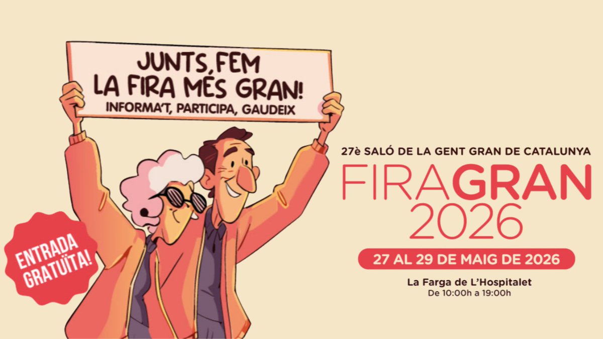 socialdiba's tweet photo. 📣Del 27 al 29 de maig ens trobaràs al 27è Saló de la Gent Gran de Catalunya @FiraGran!
👀Descobreix serveis i iniciatives per promoure el benestar de les persones grans i combatre l'#edatisme.
✅Activitats programades →https://t.co/bo4n6aI7kv
👋Vine a visitar-nos!
#SocialDiba https://t.co/PQotwvUF5B