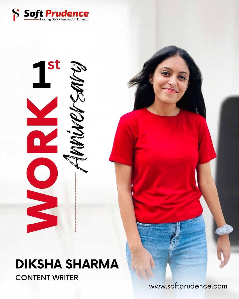 soft_prudence's tweet photo. Celebrating 1 year work anniversary of our amazing team member @DikshaSharma🎉

Wishing you continued success, learning, and many more milestones ahead. Happy 1st Work Anniversary! ✨
#WorkAnniversary #EmployeeAppreciation #OneYearCompleted #WorkMilestone #Softprudence https://t.co/QP45X9jibn