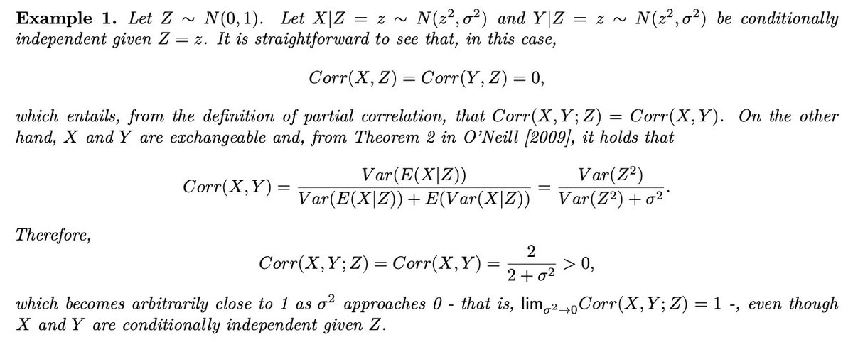viniliff's tweet photo. Many people know that zero partial correlation does not entail conditional independence. But do you know that conditional independence also does not entail zero partial correlation?
I illustrated this in a manuscript with a friend! https://t.co/vzU6wPhjY1