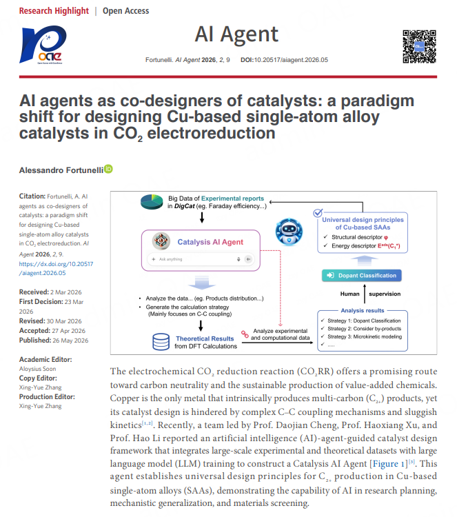ai_aiagent's tweet photo. 📢 New Article Published in AI Agent

“AI agents as co-designers of catalysts: a paradigm shift for designing Cu-based single-atom alloy catalysts in CO2 electrored”

Read the article: https://t.co/f9TcvmLSYb https://t.co/9zMvIdjvHH